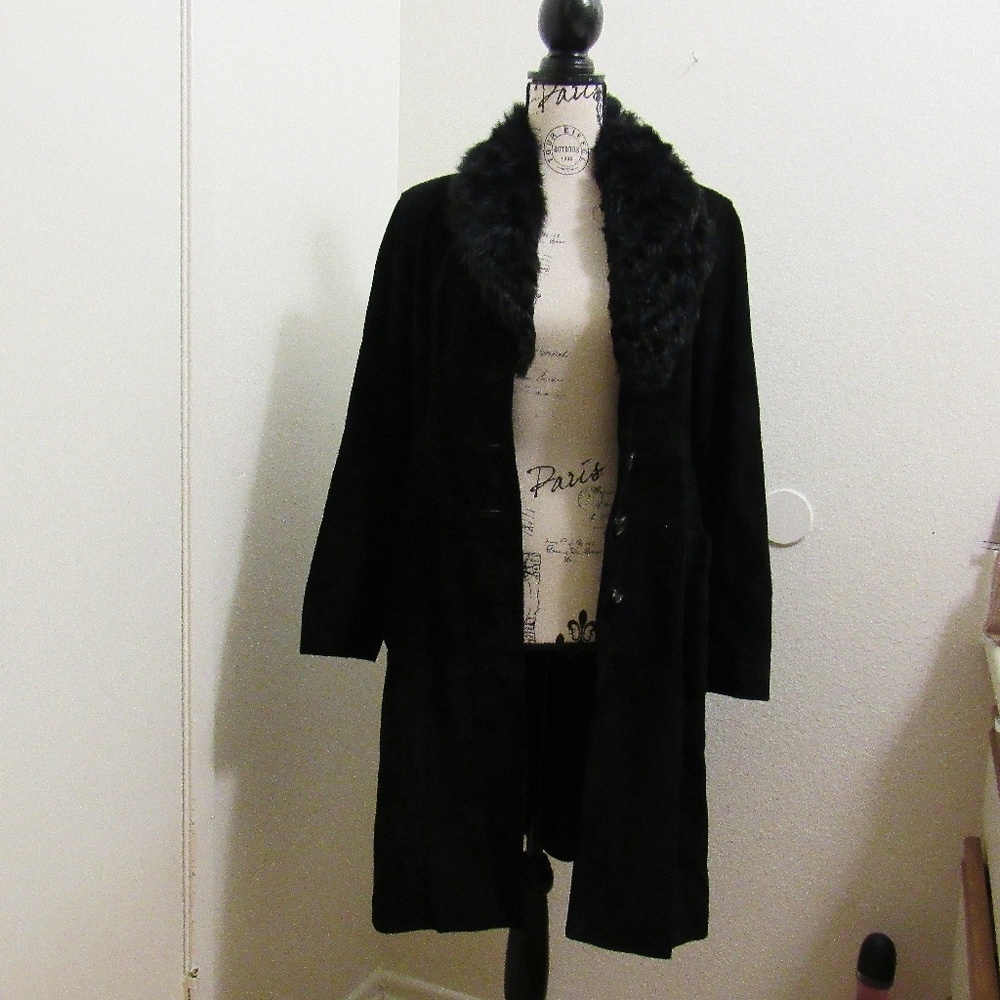 BANANA REPUBLIC Fur Collar Formal Trench Coat